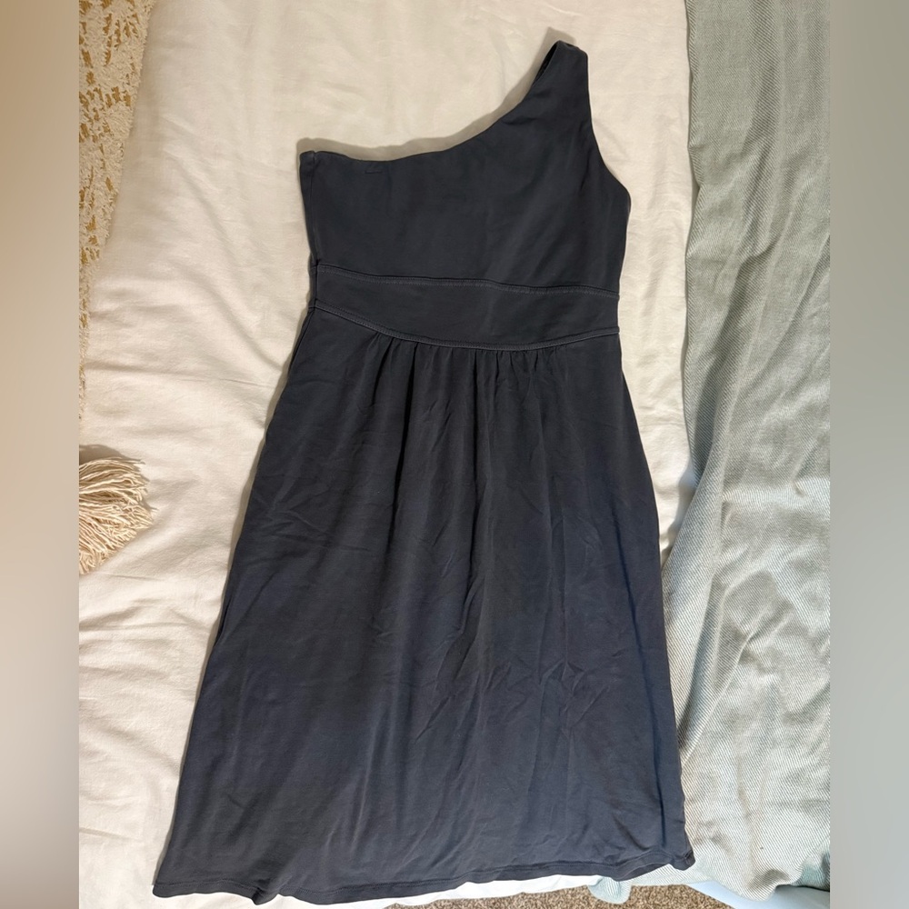 Athleta One-Shoulder Charcoal Dress
